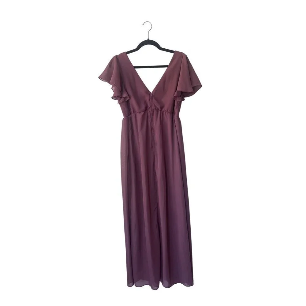 Birdy Grey Dress‎ Bridesmaid Size S Chiffon Rosewood Formal Hannah Maxi Ruffle - Picture 7 of 10